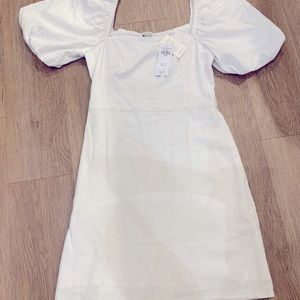Abercrombie & Fitch White Puff Sleeve Mini Dress